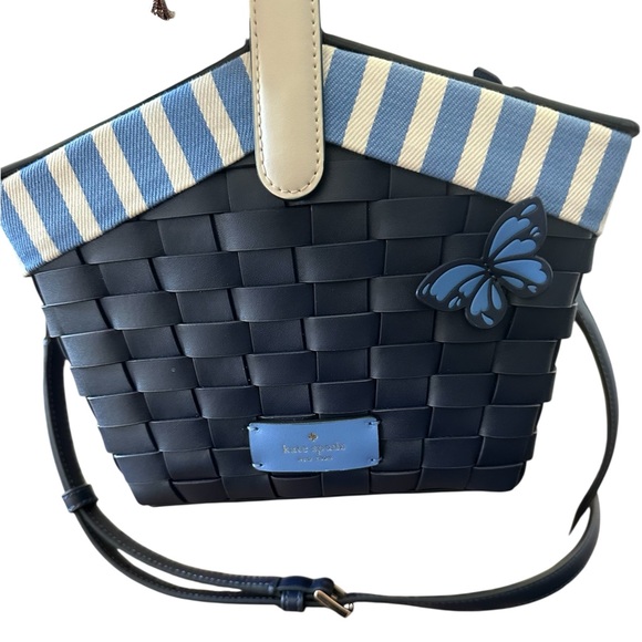 kate spade Handbags - Kate Spade Navy Blue Woven Crossbody Bag